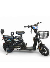 M1 Electric Delivery Bike 400W Motor, 48V 12Ah Battery, 55KM/H Max Speed, Dual Seat, 14 Inches Tires, Front Grocery Basket, Remote Lock Unlock System, Carbon Alloy Frame. 3-Speed Modes E-Bike